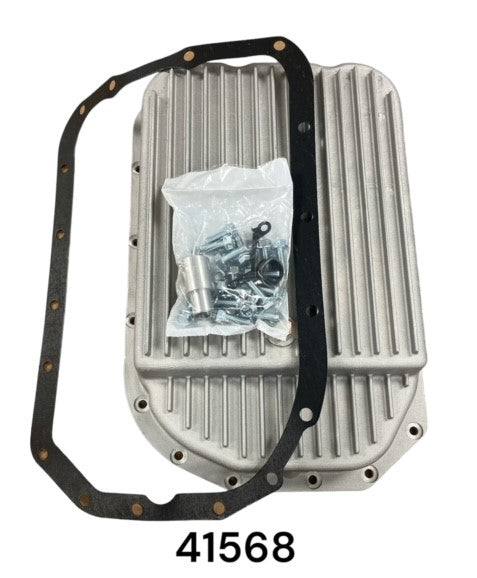 OIL PAN - 4L80E, 1989-ON, GM, ALUMINUM DEEP PAN, W/ DRAIN PLUG, Extender, bolts, washers and Farpak Gasket