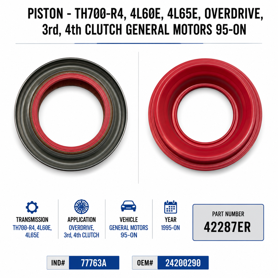 Piston - TH700-R4, 4L60E, 4L65E, OVERDRIVE, 3rd, 4th Clutch General Motors 95-ON Ind# 77763A OEM# 24200290